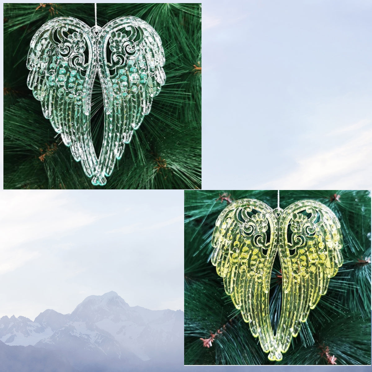 Angel Wings Christmas tree decoration Durable Acrylic-115/(with hole)