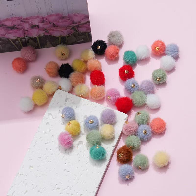 Fluffy ball pendant-21（Rainbow）/（4pcs/bag)