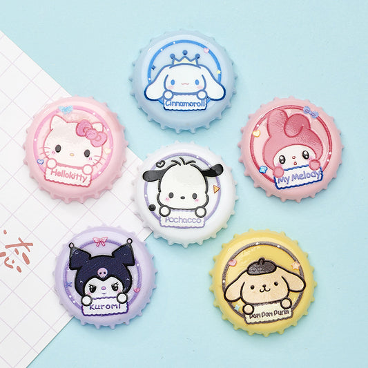 Sanrio Animal Bottle Cap DIY Material Stickers-Open by yourself not open in live