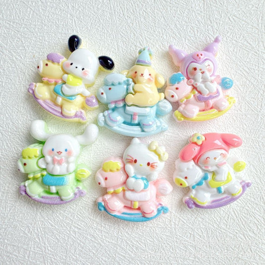 Glossy Riding Wooden Horse Sanrio Pacha Dog DIY Accessories - Open by yourself not open in live