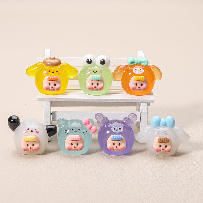 Large Luminous Sanrio Sister DIY Accessories -Open by yourself not open in live