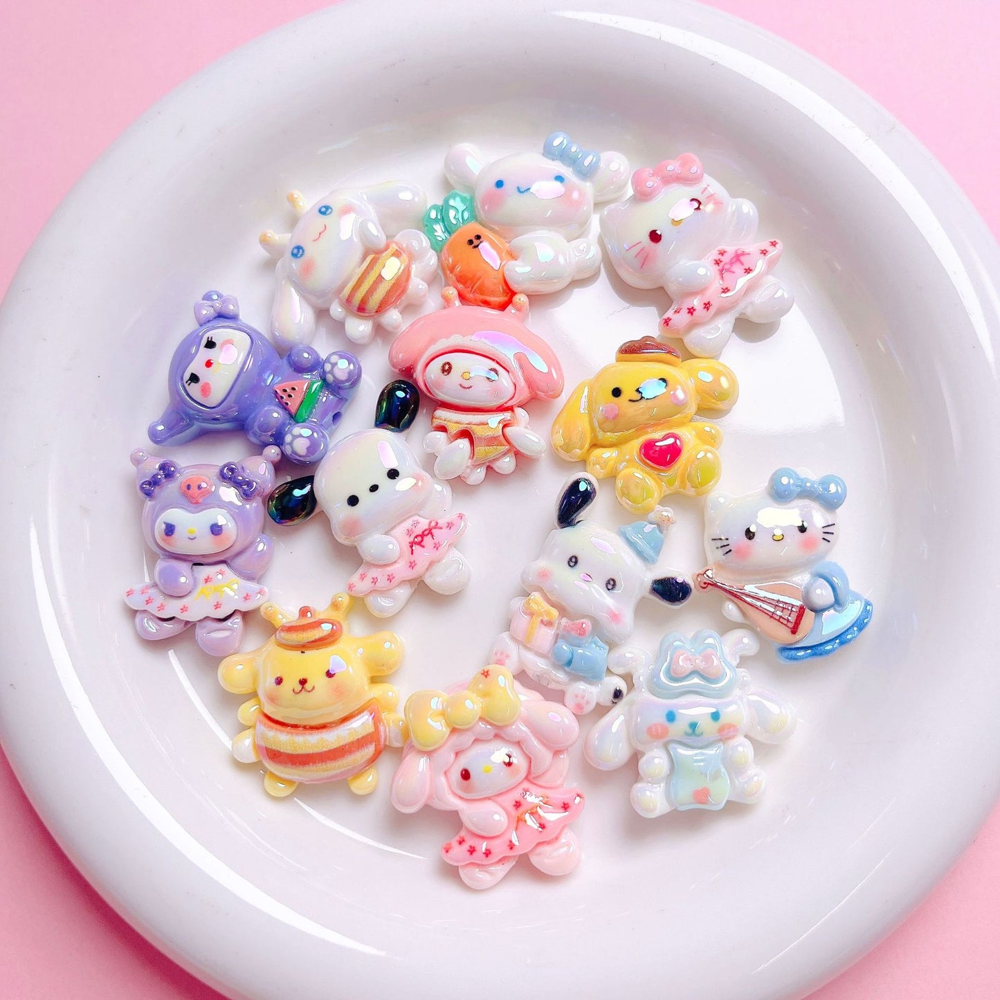 Cute Cartoon Sanrio Straight Hole Beads DIY Accessories-Open by yourself not open in live