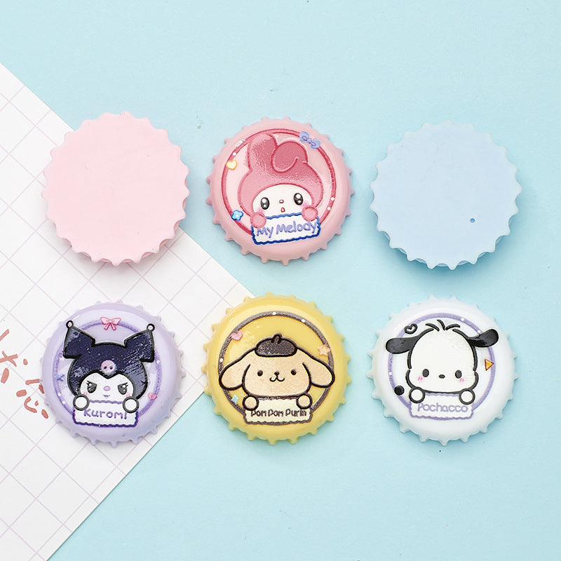 Sanrio Animal Bottle Cap DIY Material Stickers-Open by yourself not open in live